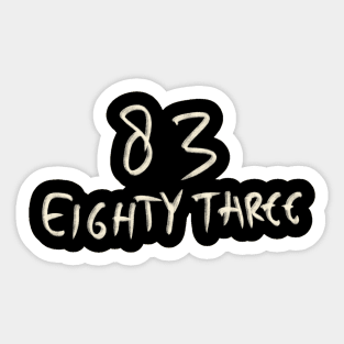 Hand Drawn Letter Number 83 Eighty Three Sticker